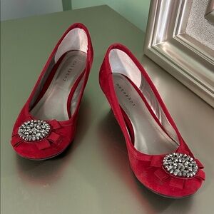 Metaphor Red Flats with Crystal Embellishment